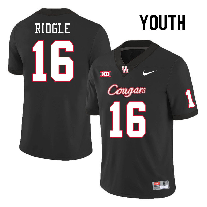 Youth #16 JayShon Ridgle Houston Cougars College Football Jerseys Stitched-Black